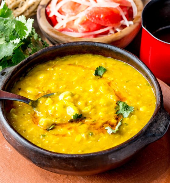 CHILEAN CUISINE. Beans with corn. Traditional chilean dith poroto con choclo.